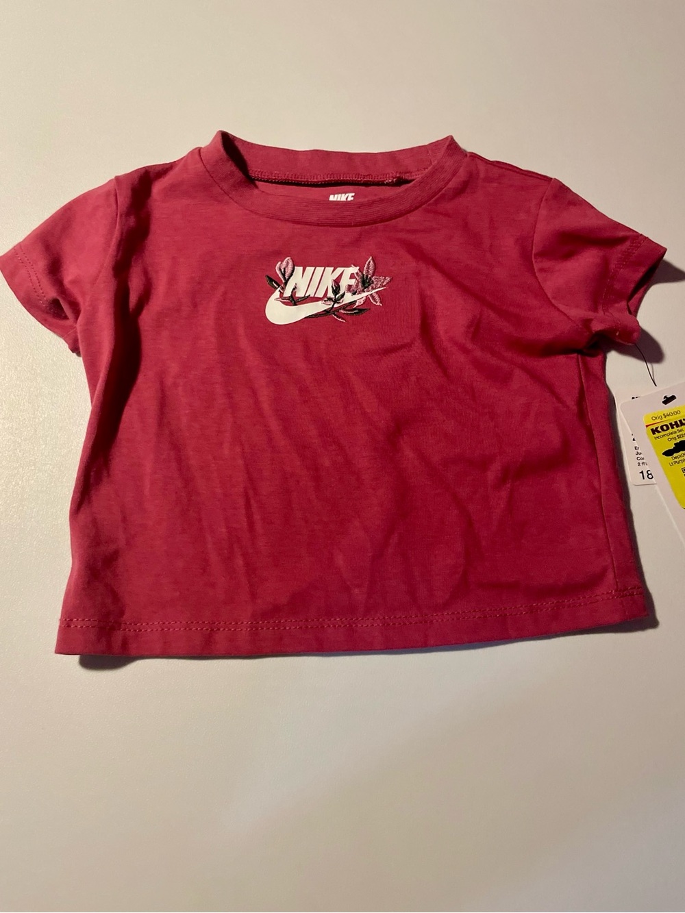NWT Nike Toddler Girl Floral Logo Top Pink Magenta Shirt 18 Months TOP ONLY